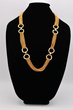 Rosa Flores Multi-Chain Necklace Chunky Gold Tone Heavy Signed Bin4B